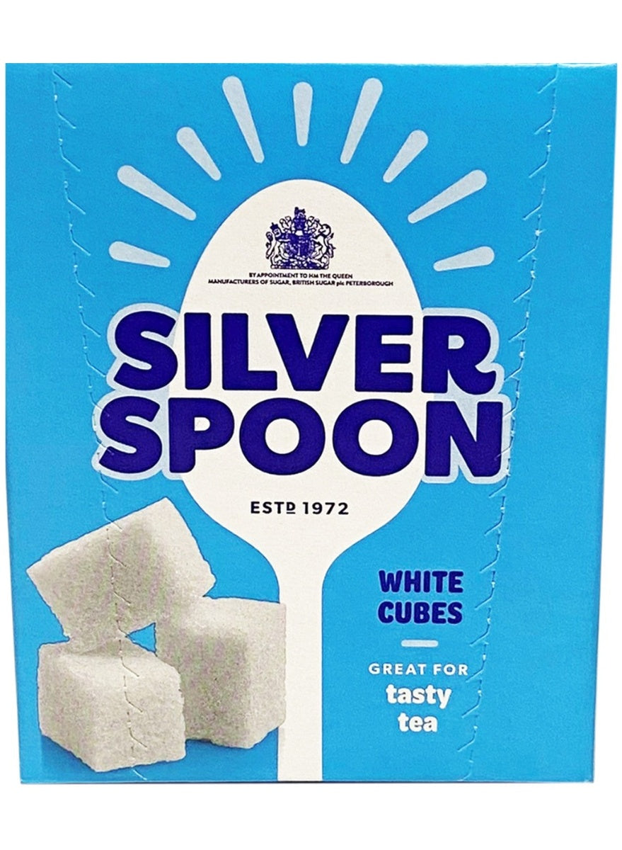 cool dry, cube form, cubes 500g, dry place, hot drinks, kcal fat, per 100g, place away, pure white, silver spoon, sugar cubes, sugar cubes 500g, tea coffee, white sugar, white sugar cubes
