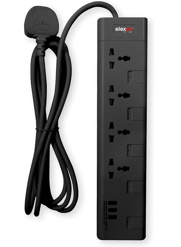 Elexon 4 Way Power Extension with USB Ports