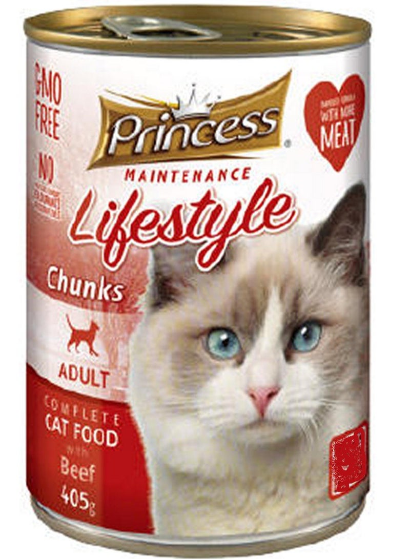 Princess Maintenance Beef Chunks Cat Food 405g