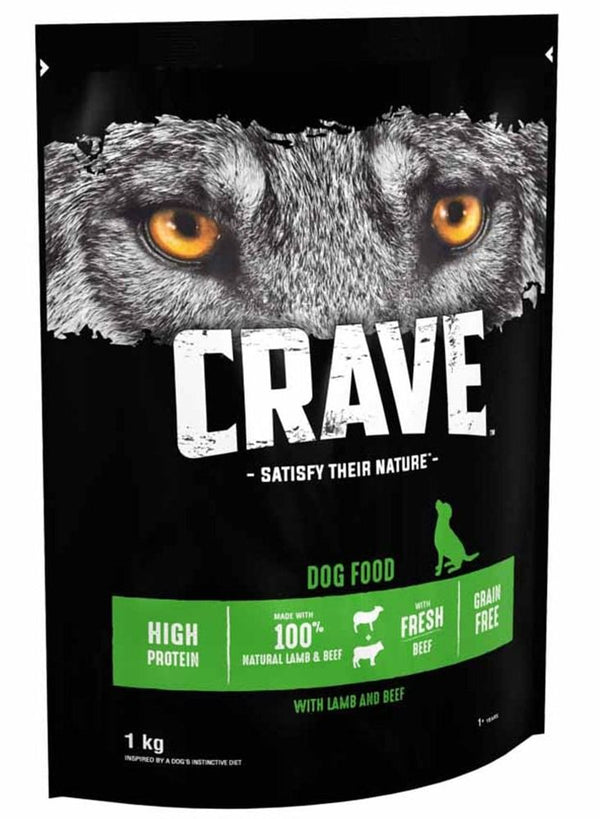 CRAVE Natural Dry Dog Food Lamb And Beef 1Kg