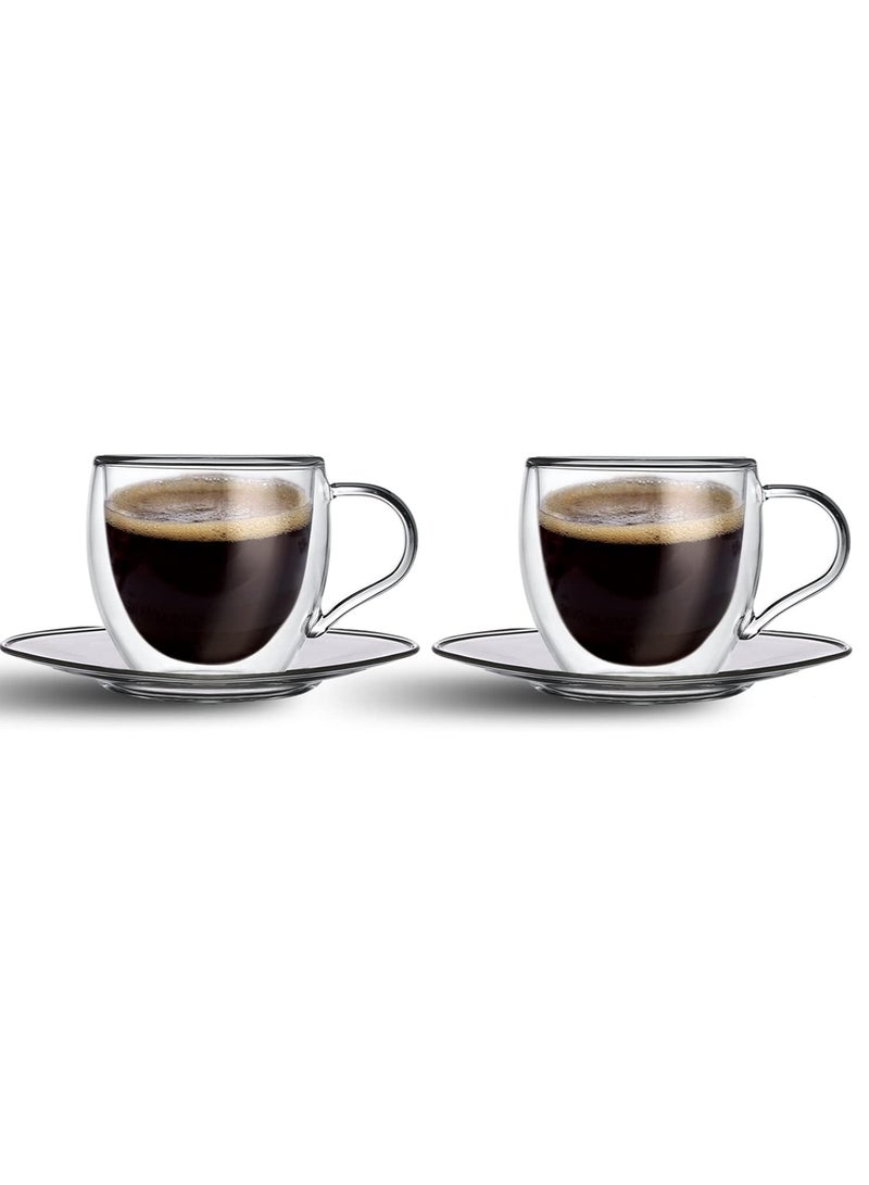 Cuisine Art Double Wall Glass And Saucers Clear 180Ml