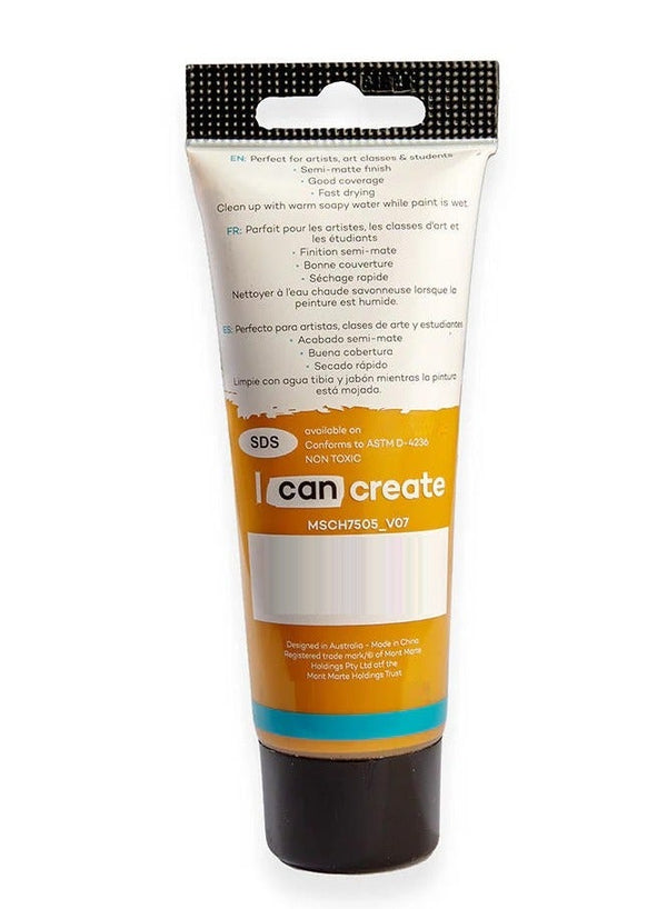 Mont Marte Yellow Ochre Acrylic Paint 75ML Tube