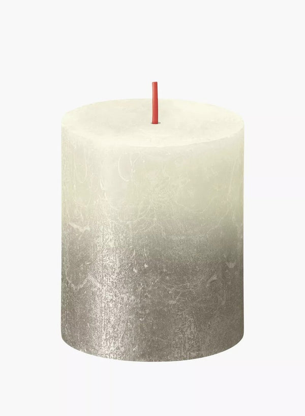 BOLSIUS Sunset Pillar Candle Silver & White