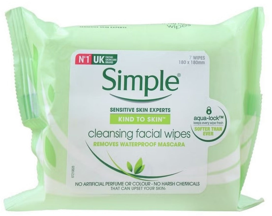 simple Kind To Skin Cleansing Facial Wipes 180X180Mm 7 Wipes Pack