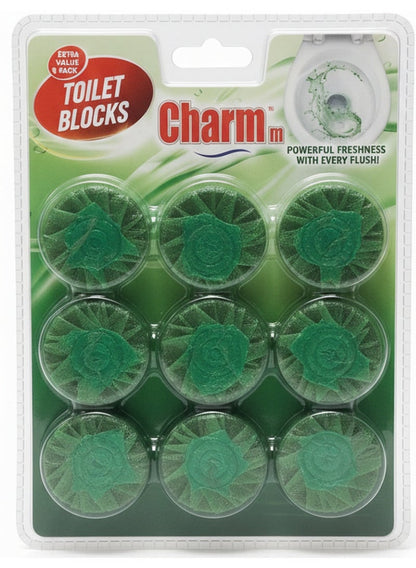 CHARMM Toilet Blocks Green 9 Pcs Set