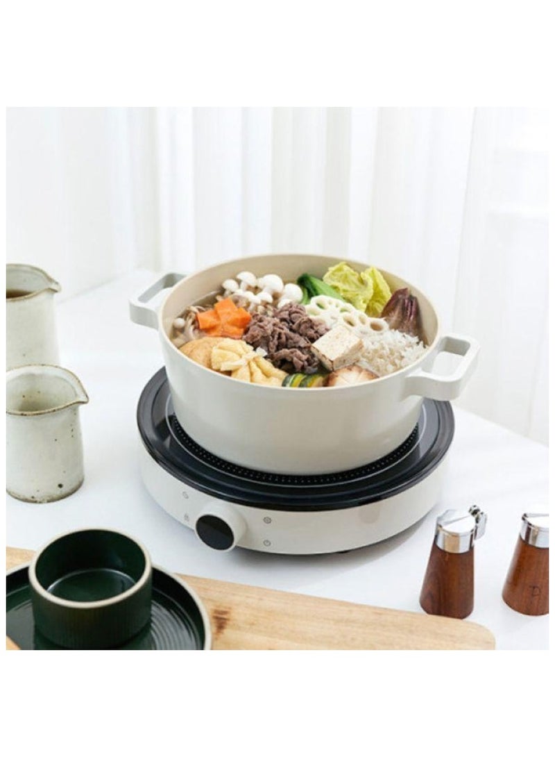 Neoflam Fika Cast Stock Pot Casserole - Light Grey