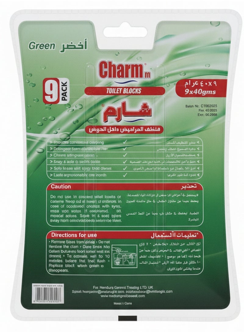 CHARMM Toilet Blocks Green 9 Pcs Set