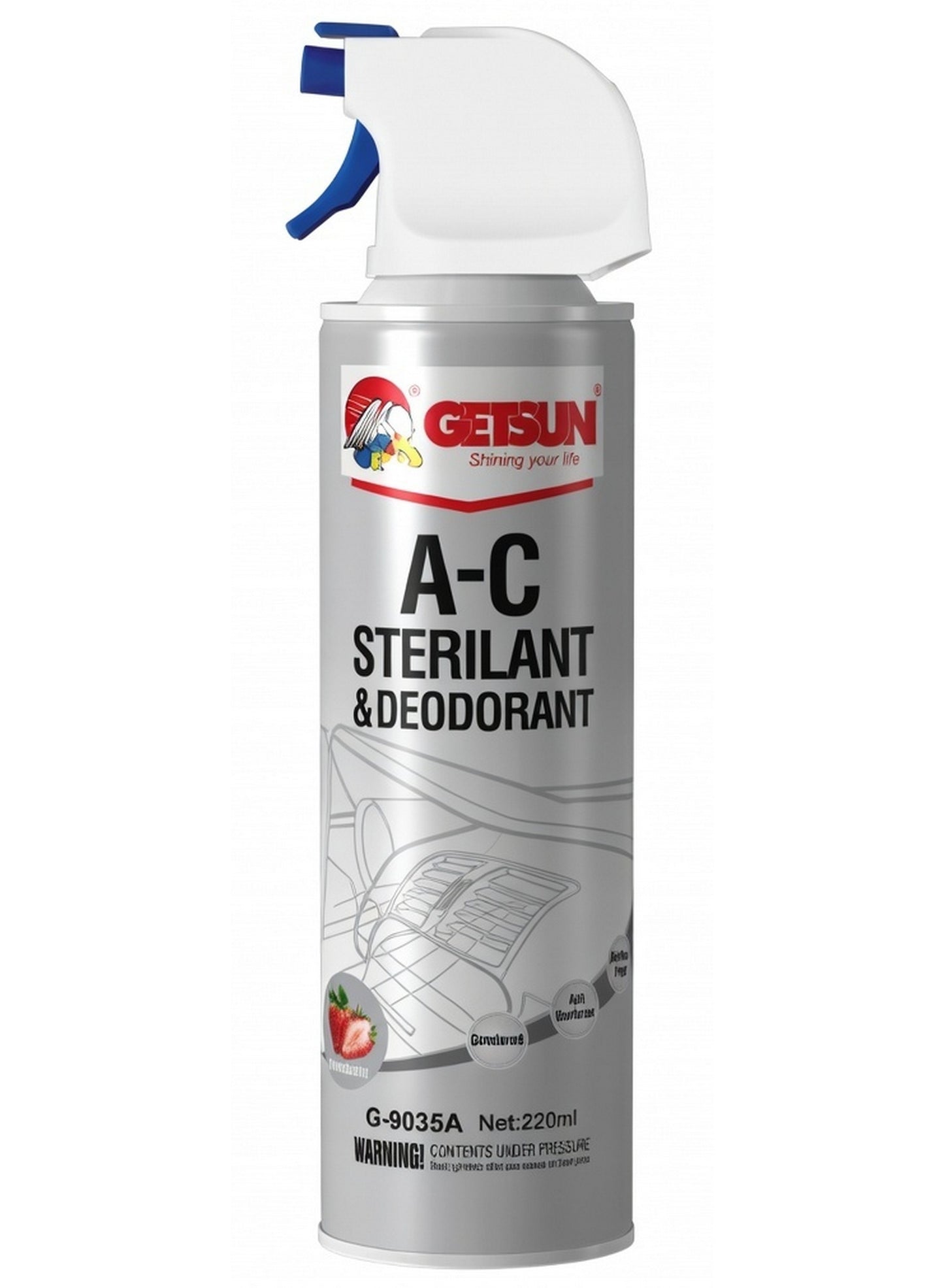 air conditioner, air conditioner cleaner, car air, car air conditioner, cleaner sterilant, conditioner cleaner, deep cleaning, deodorant spray, deodorant spray strawberry, getsun, spray strawberry, spray strawberry scent, stale air, strawberry scent, type