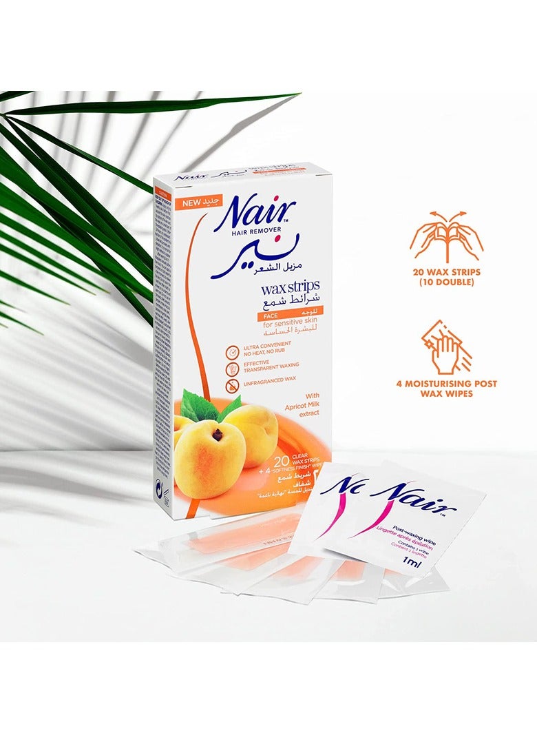 Nair Apricot Facial Wax Strips for Sensitive Skin