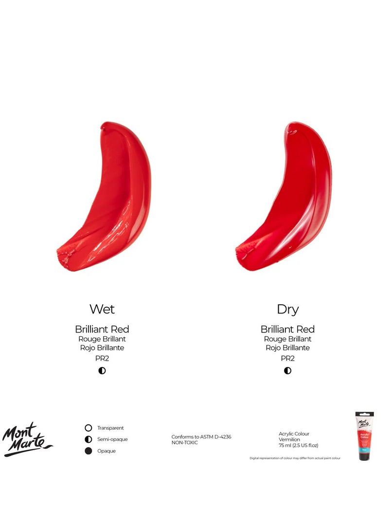 Mont Marte Acrylic Paint 75ML Brilliant Red