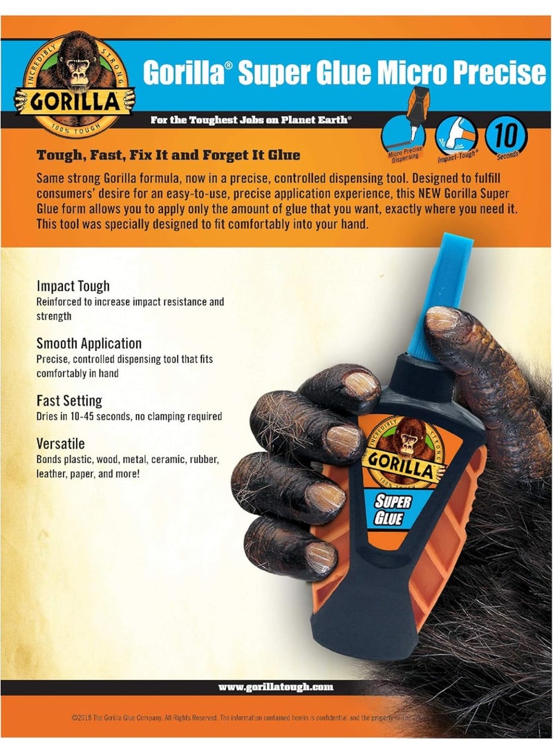 Gorilla Micro Precise Super Glue 5.5 Gram Clear