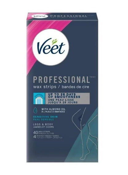 Veet Sensitive Skin Wax Strips 40 Ct for Body & Legs