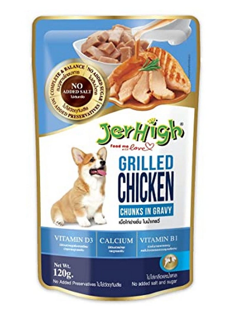 Jerhigh Grilled Chicken Dog Chunks in Gravy 120g
