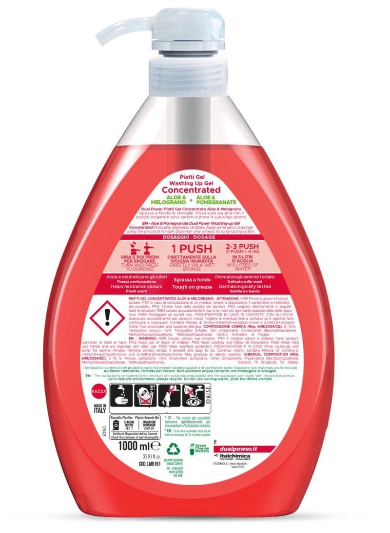 Dual Power Dishwashing Liquid Aloe & Pomegranate 1000 ML