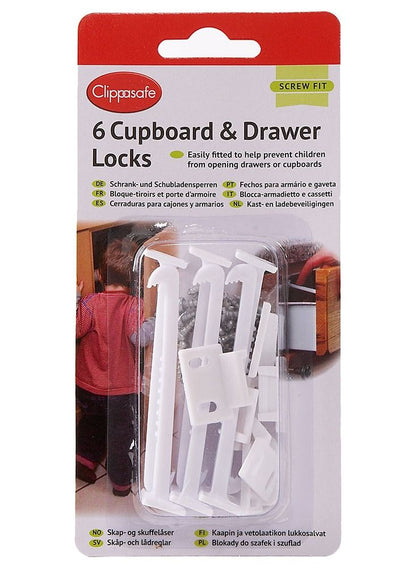 Clippasafe Cupboard & Drawer Locks - Pack Of 6