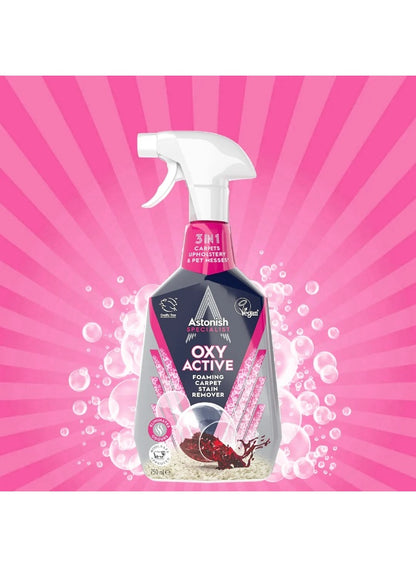 active foaming, astonish, carpet stain, deep cleaning, odours tough, oxy active, pet odours, remover spray, rugs pet, safe approved, spills wool, spray deep, stain remover, tough spills, wool safe