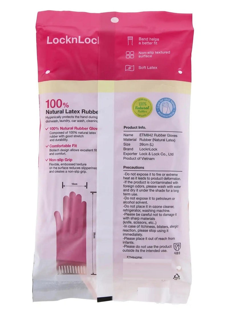 LocknLock Pink Rubber Gloves 39 cm Large