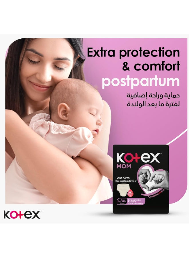 birth disposable, disposable underwear, extra large, extra large extra, extra protection, kotex, large extra, large extra large, mom post, mom post birth, panties large, panties large extra, post birth, protection comfort, underwear panties