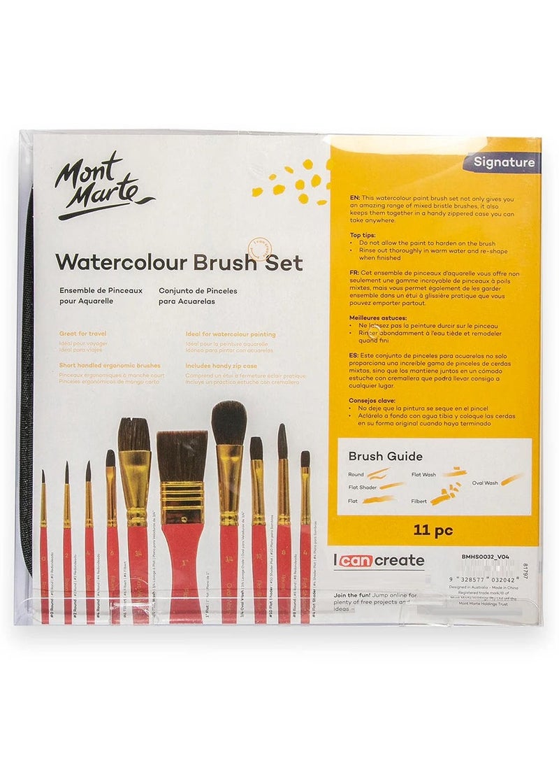 Mont Marte Watercolour Brush Set 11Pc