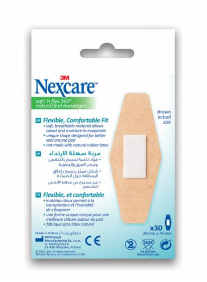 28x76mm natural, 28x76mm natural feel, bandages 28x76mm, bandages 28x76mm natural, comfort bandages, comfort bandages 28x76mm, day key, day wear, flex comfort, flex comfort bandages, free yes, natural feel, nexcare soft, sensitive skin, water resistant