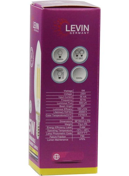 Levin Germany LED Candle Bulb 5W Dimmable