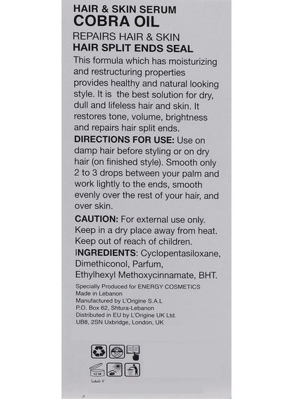 ENERGY COSMETICS Hair And Skin Serum Cobra Oil 30 ML