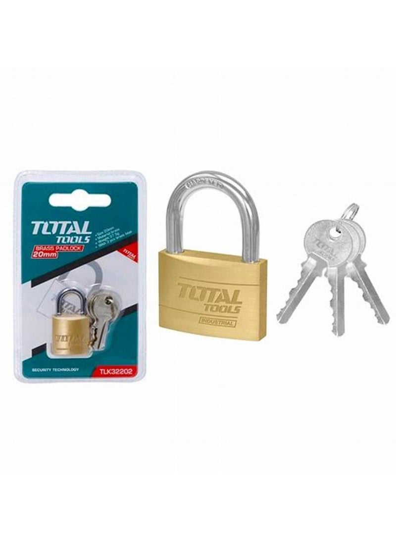 TOTAL Heavy Duty Brass Padlock 20 MM