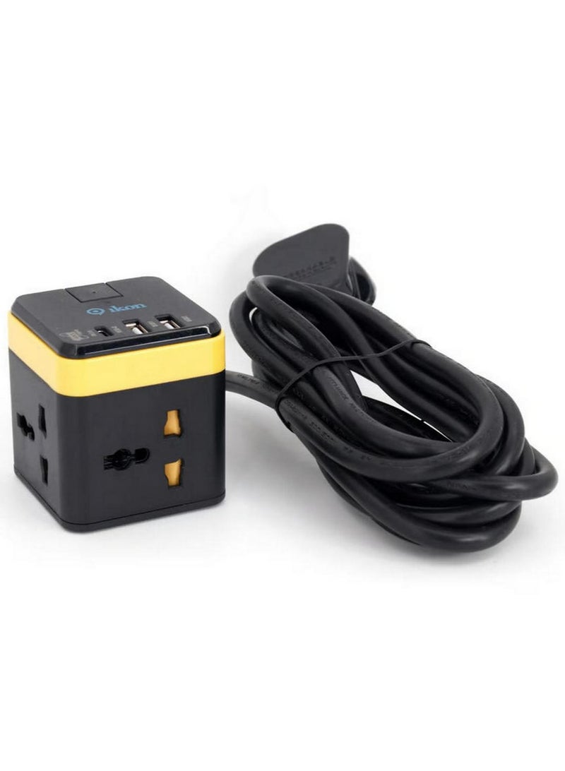Ikon 3-Way Universal Socket with USB Ports