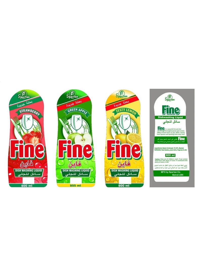 Spartan Fine Dishwashing Liquid Green Apple 800 ML