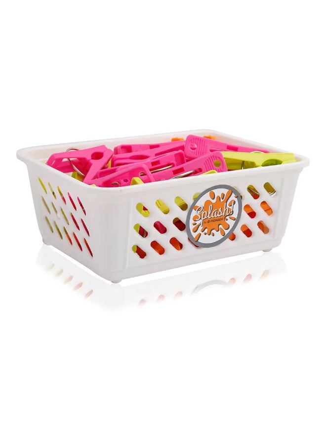 Pioneer Cloth Pegs in Basket - 20 Pieces