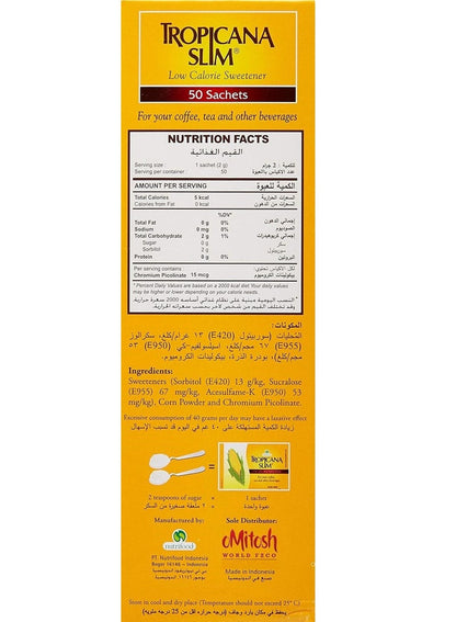 Tropicana Slim Low Calorie Sweetener Sachets 100g