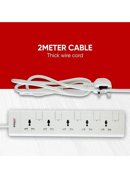 Elexon 5 Way Power Extension Socket with 2M Cable