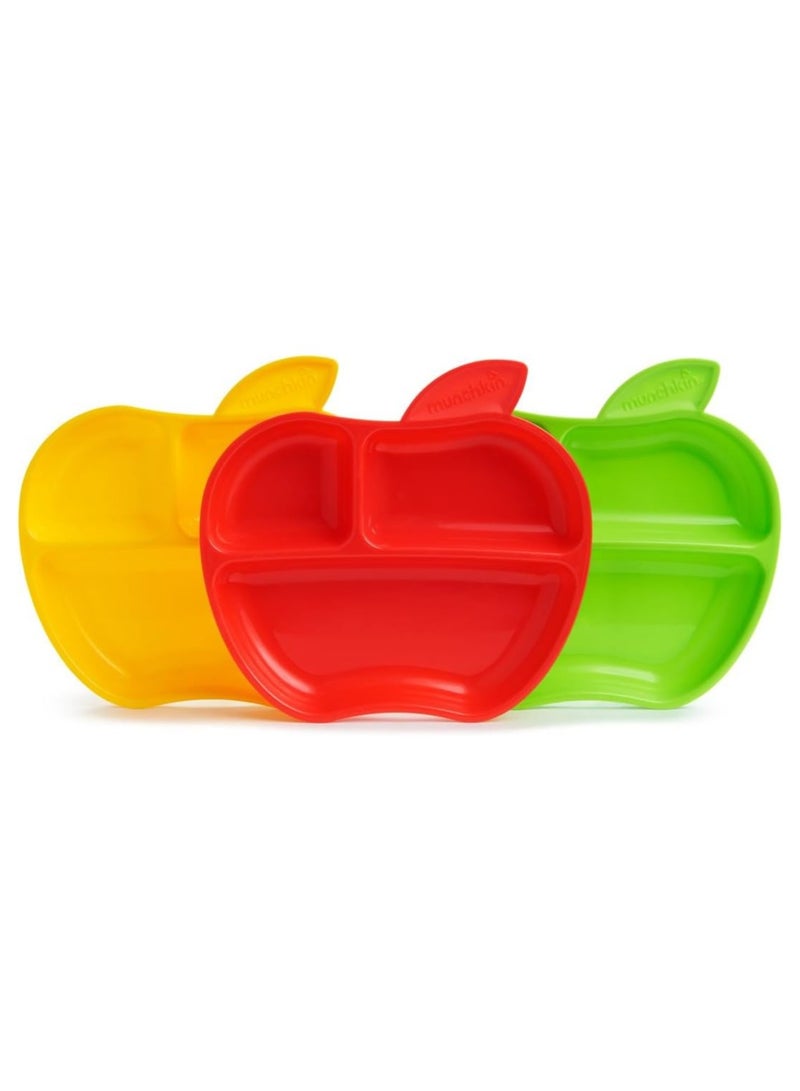Munchkin Little Apples Divided Plate Pack of 3