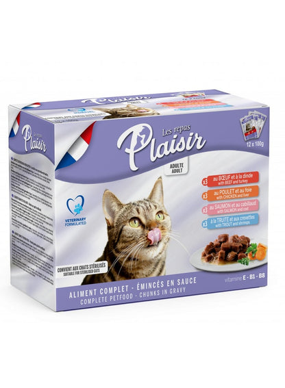 Plaisir Chunks In Gravy Wet Cat Food 12 Pouches