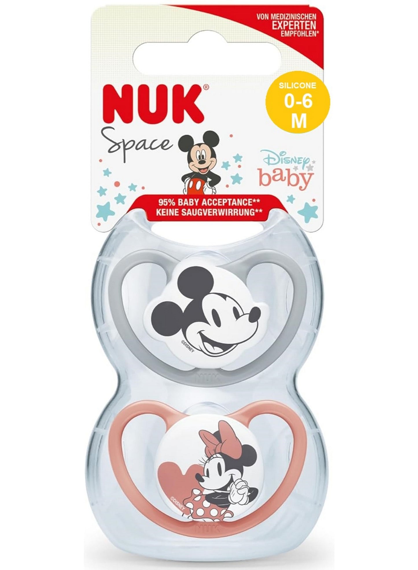 0-6 months, 2-pieces 0-6, 2-pieces 0-6 months, baby care, fit cute, mickey soother, mickey soother 2-pieces, nuk, sensitive skin, silicone, skin dry, soother 2-pieces, soother 2-pieces 0-6, space mickey, space mickey soother