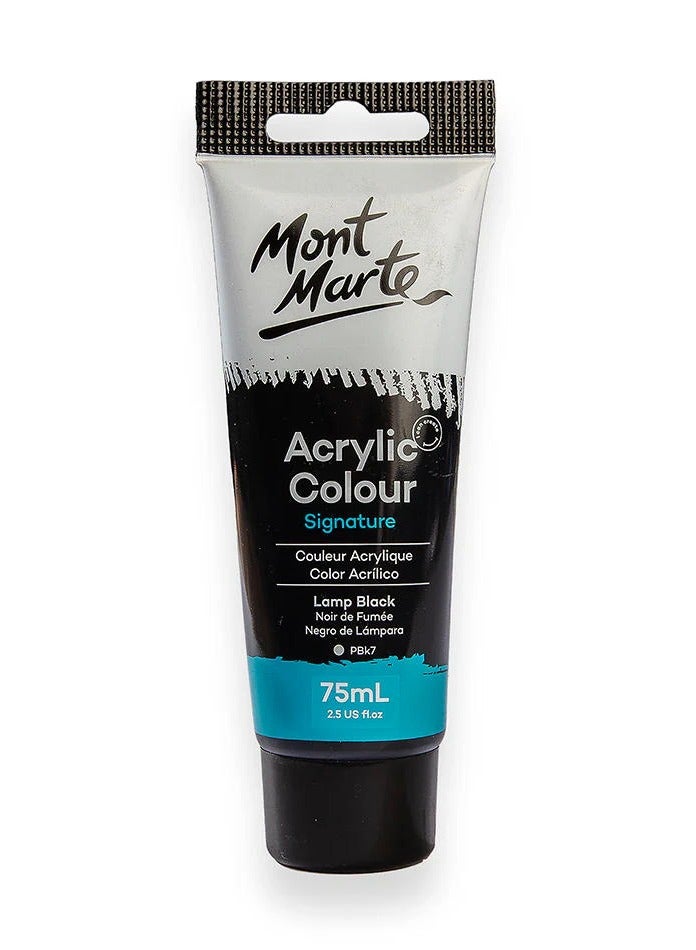 Mont Marte Acrylic Paint Tube 75ML Lamp Black