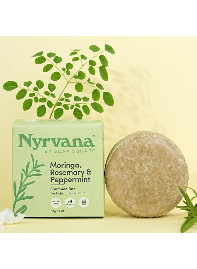 bar 80g, bar net, hair care, moringa rosemary, moringa rosemary peppermint, nyrvana, oil pro, peppermint shampoo, peppermint shampoo bar, per bar, plant based, rosemary peppermint, rosemary peppermint shampoo, shampoo bar, shampoo bar 80g