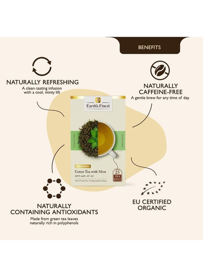 antioxidant rich, bags fresh, bags fresh flavor, earth s finest, flavor antioxidant, flavor antioxidant rich, fresh flavor, fresh flavor antioxidant, gluten-free, green tea, organic green, organic green tea, per tea, tea bag, vegan