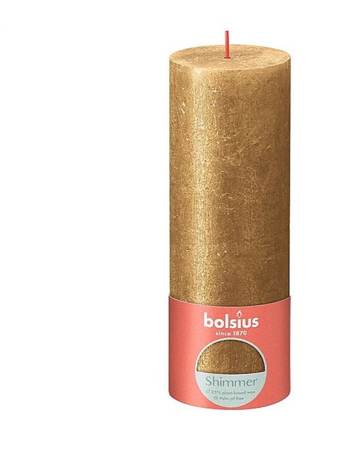 Gold Shimmer Pillar Candle - BOLSIUS