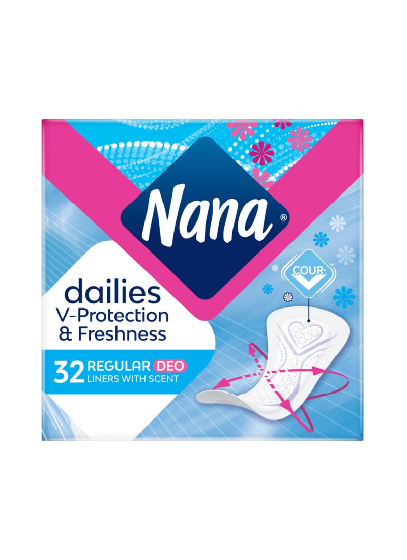 Nana Daily Deo Fresh Liners Normal Pads, 32 Count