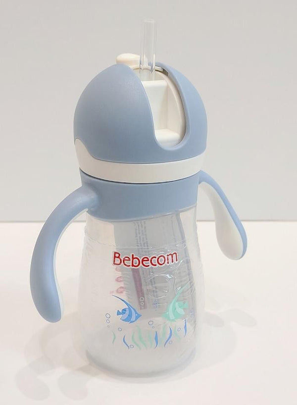 Bebecom Baby Straw Cup With Handle Blue