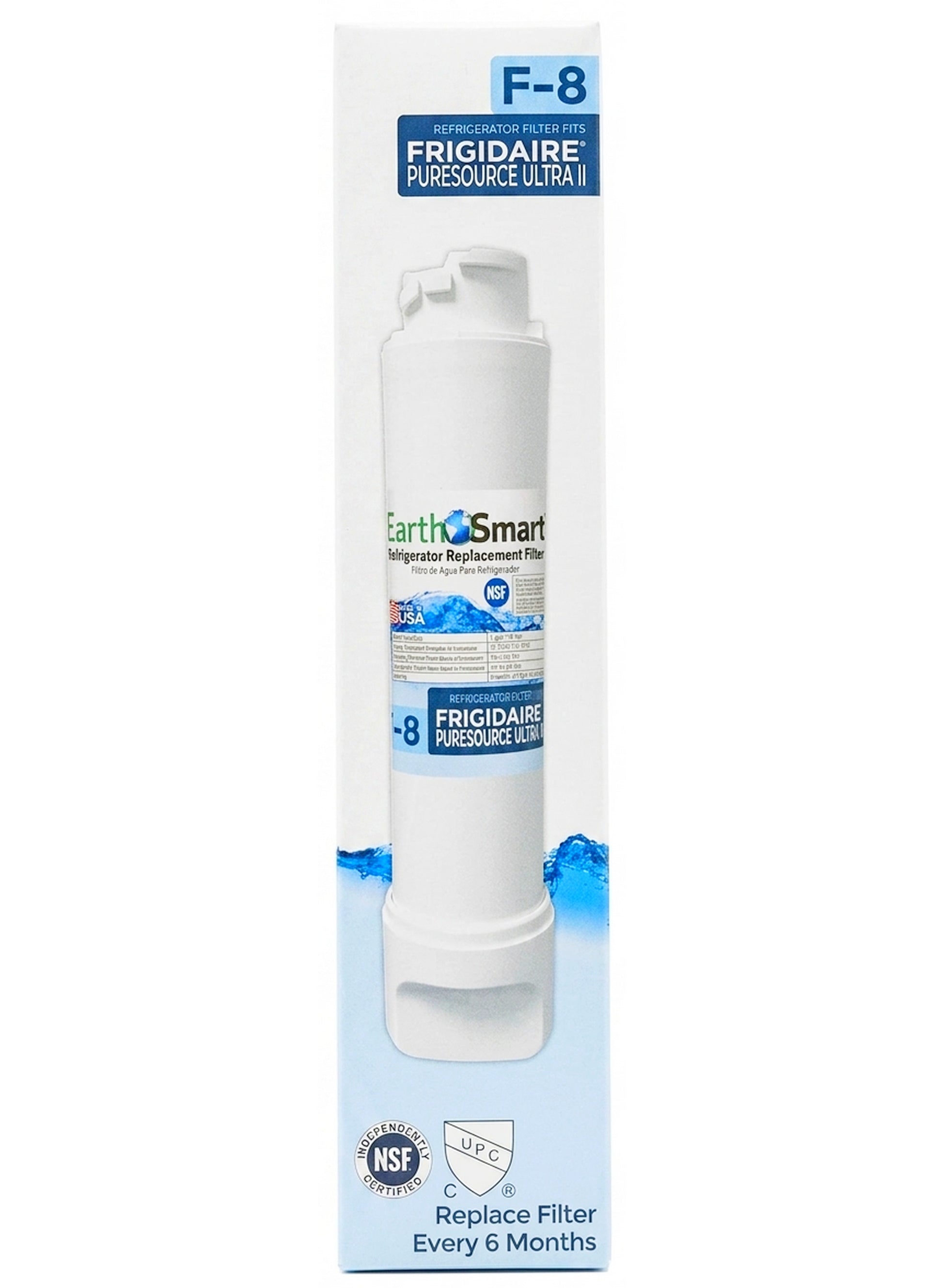 csa b483, earth smart, every day, every six, f-8 refrigerator, f-8 refrigerator replacement, flow rate, ice cubes, name f-8, p473 csa, refrigerator replacement, refrigerator replacement filter, replacement filter, smart f-8, tap water