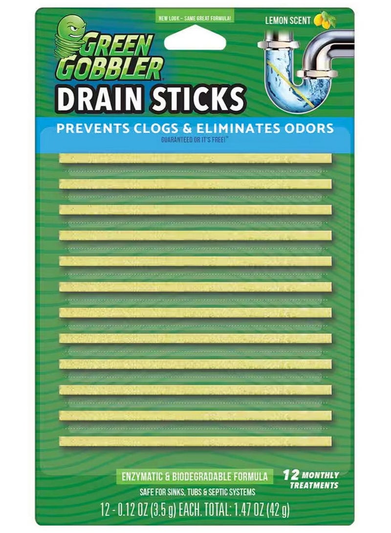 Lemon Scent Drain Cleaning Sticks - Green Gobbler