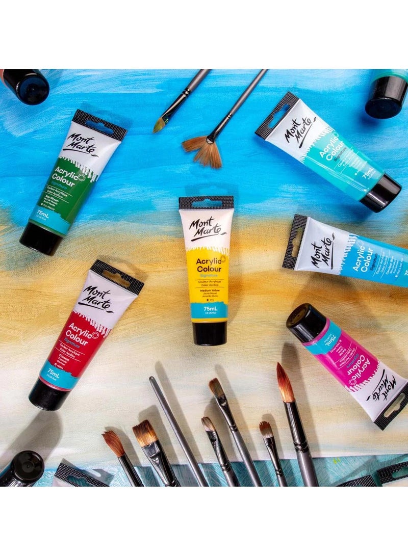 Mont Marte Signature Acrylic Paint 75ML Tube Medium Yellow