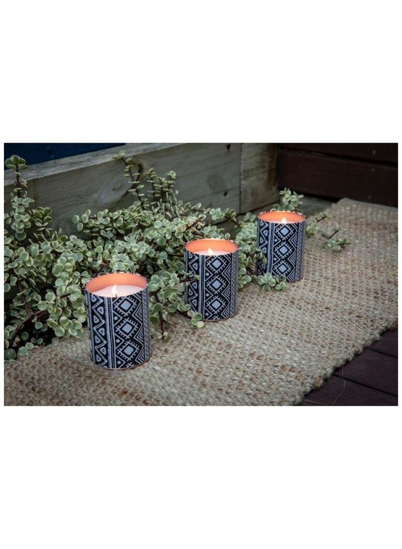 Tribal Tin Citronella Candle - Black & White 10cm