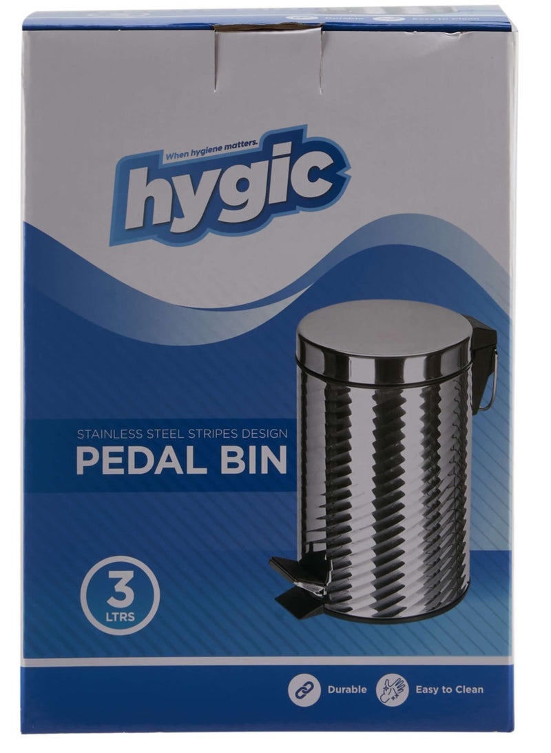 Hygic Stripes Design Stainless Steel Pedal Bin