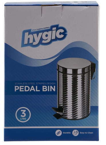 Hygic Stripes Design Stainless Steel Pedal Bin 3 Liters