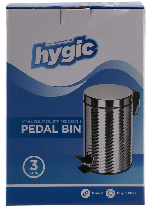 Hygic Stripes Design Stainless Steel Pedal Bin