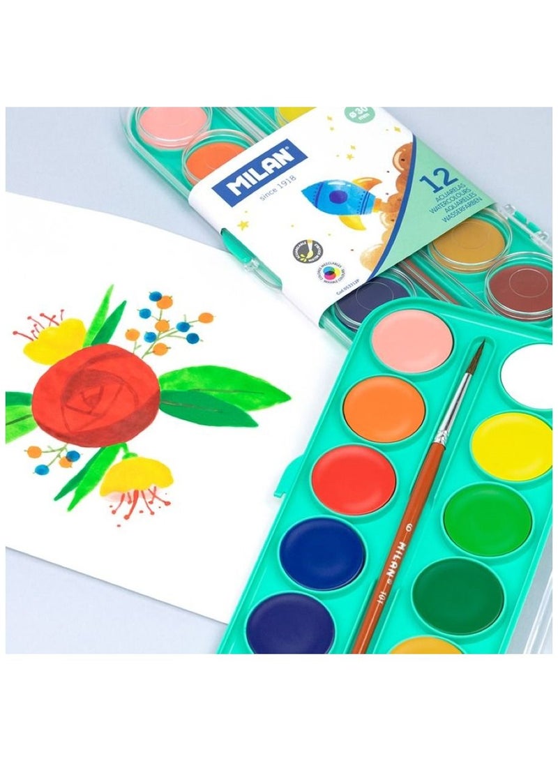 MILAN Set Of 12 Opaque Watercolour Tablets