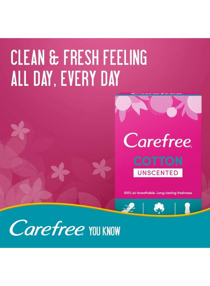 Carefree Cotton Feel Unscented Panty Liners 30